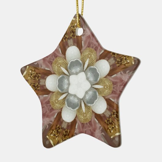 Elegant Antiek Roze Zilver Goud Witte Bloem Keramisch Ornament (Links)