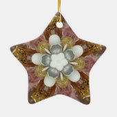 Elegant Antiek Roze Zilver Goud Witte Bloem Keramisch Ornament (Achterkant)