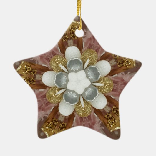 Elegant Antiek Roze Zilver Goud Witte Bloem Keramisch Ornament (Achterkant)