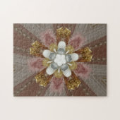 Elegant Antiek Roze Zilver Goud Witte Bloem Legpuzzel (Horizontaal)