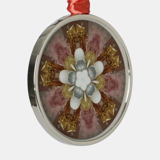 Elegant Antiek Roze Zilver Goud Witte Bloem Metalen Ornament (Rechts)