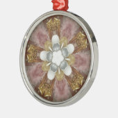 Elegant Antiek Roze Zilver Goud Witte Bloem Metalen Ornament (Links)