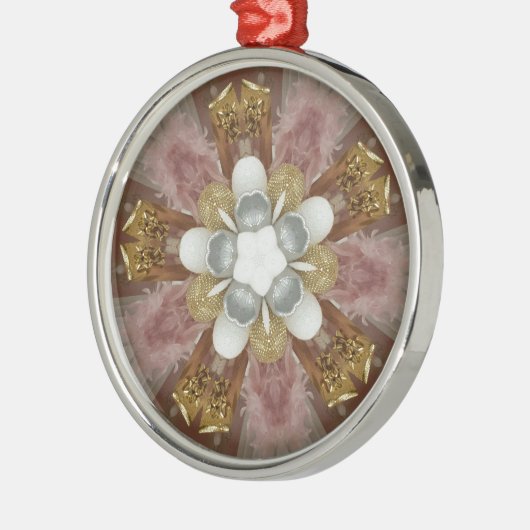 Elegant Antiek Roze Zilver Goud Witte Bloem Metalen Ornament (Links)
