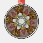 Elegant Antiek Roze Zilver Goud Witte Bloem Metalen Ornament (Voorkant)