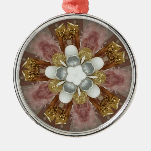 Elegant Antiek Roze Zilver Goud Witte Bloem Metalen Ornament (Voorkant)
