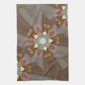 Elegant Antiek Roze Zilver Goud Witte Bloem Theedoek (Verticaal)