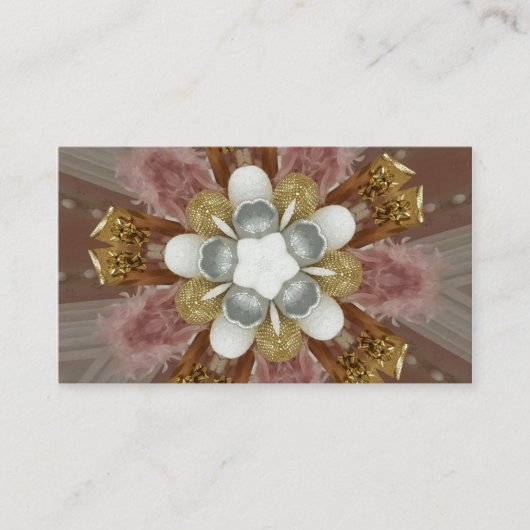 Elegant Antiek Roze Zilver Goud Witte Bloem Visitekaartje (Voorkant)