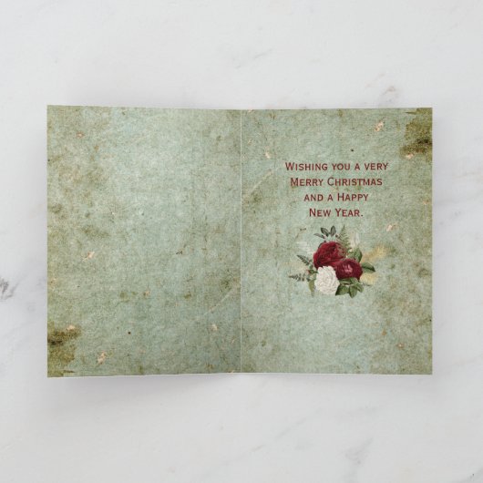 Elegant Antiek Rozen kerstcadeautje Feestdagen Kaart (Binnen)
