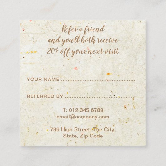 Elegant Antiek Rustisch script Aanbevelingskaartje (Achterkant)