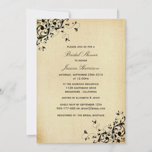 Elegant Antiek Swirls Vrijgezellenfeest Kaart (Voorkant)