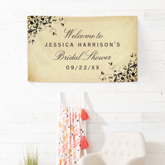 Elegant Antiek Swirls Vrijgezellenfeest Spandoek (Insitu)