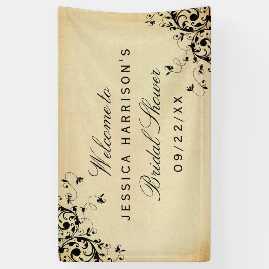 Elegant Antiek Swirls Vrijgezellenfeest Spandoek (Verticaal)