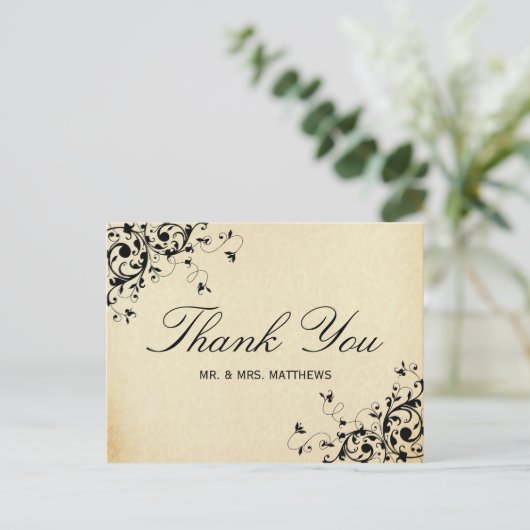 Elegant Antiek Swirls Weddenschap Bedankt Briefkaart (Staand voorkant)