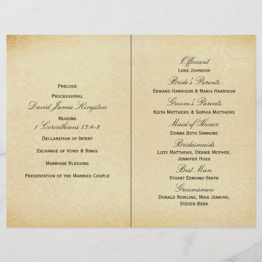 Elegant Antiek Swirls Wedding Bi-Fold Programme (Achterkant)
