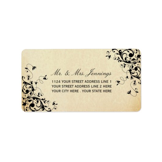 Elegant Antiek Swirls Wedding Labels (Voorkant)