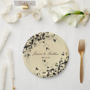 Elegant Antiek Swirls Wedding Papieren Bordje