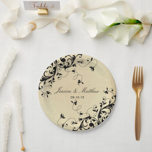 Elegant Antiek Swirls Wedding Papieren Bordje (Huwelijk)