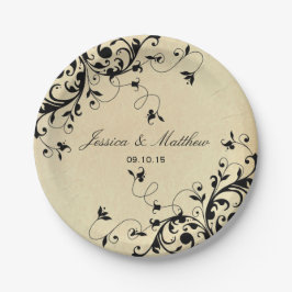 Elegant Antiek Swirls Wedding Papieren Bordje