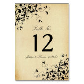 Elegant Antiek Swirls Wedingnummer Kaart (Achterkant)