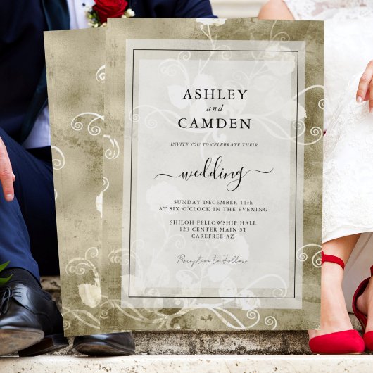 Elegant Antiek verguld bruiloft Kaart