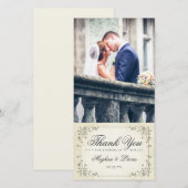 Elegant  Antiek versleten papier look bruiloft Bedankkaart (Voorkant / Achterkant)