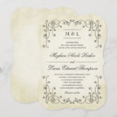 Elegant  Antiek versleten papier look bruiloft Kaart (Voorkant / Achterkant)