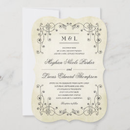 Elegant  Antiek versleten papier look bruiloft Kaart