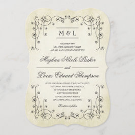 Elegant Antiek versleten papier look bruiloft Kaart