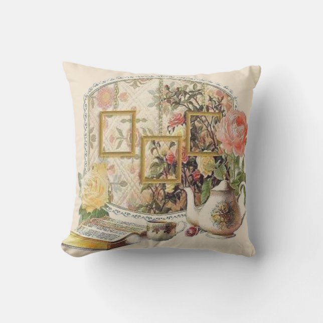 Elegant  Antiek Victoriaans Tea Room Decor Buitenkussen (Voorkant)