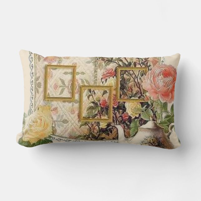 Elegant  Antiek Victoriaans Tea Room Decor Kussen (Voorkant)