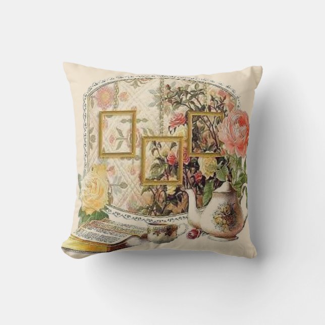 Elegant  Antiek Victoriaans Tea Room Decor Kussen (Voorkant)