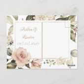 Elegant  Antiek Waterverf Floral Wedding Briefkaart (Achterkant)