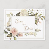 Elegant  Antiek Waterverf Floral Wedding Briefkaart (Voorkant)