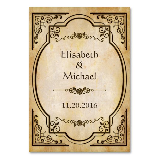 Elegant  Antiek  Wedding Table Number Kaart (Achterkant)