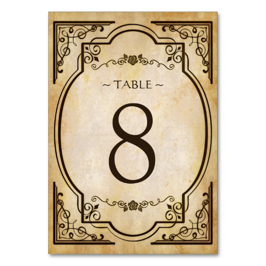 Elegant  Antiek  Wedding Table Number Kaart (Voorkant)