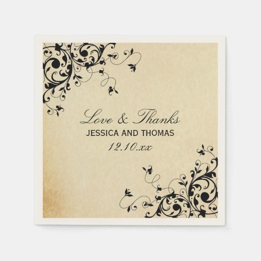 Elegant Antiek wervelt bruiloft servetten (Voorkant)