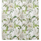 Elegant Antiek White Rose Botanisch Patroon Douchegordijn (Voorkant)