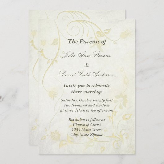 Elegant Antiek White Vintage Wedding Kaart (Voorkant / Achterkant)