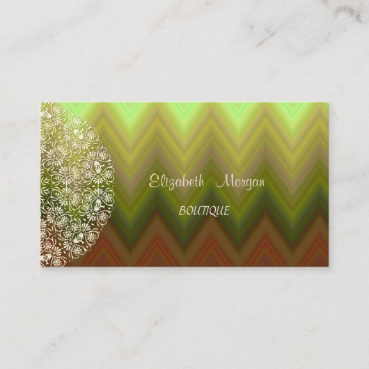 Elegant Antiek, Zigzag, Chevron, Kant Visitekaartje (Voorkant)