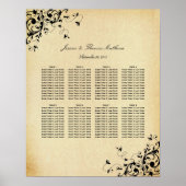 Elegant Antiek zwembroek Wedding Seding Chart Poster (Voorkant)