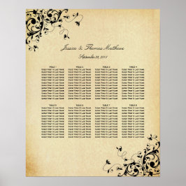 Elegant Antiek zwembroek Wedding Seding Chart Poster