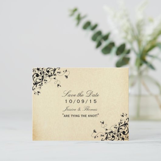 Elegant Antiek zwembroeken die de datum opslaan Aankondigingskaart (Staand voorkant)