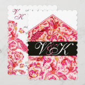 ELEGANT ANTIQUE FLORENTIJNS ROZE BLOEMEN MONOGRAM KAART (Voorkant / Achterkant)