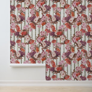 Elegant Antique French Shabby Striped Floral Behang