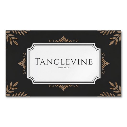 Elegant Antique Gold Botanical Black Formal Frame Magnetisch Visitekaartje (Voorkant)