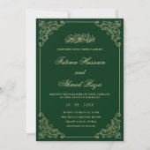 Elegant Antique Green Gold Script Muslim Wedding Kaart (Voorkant)