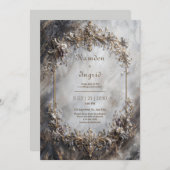Elegant Antique Silver Gold Baroque Marble Wedding Kaart (Voorkant / Achterkant)