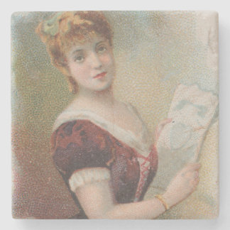 Elegant Antique Valentine's Illustration, 1890 Stenen Onderzetter
