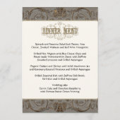Elegant Antiqued Gold Baroque Custom Monogramed Menu (Achterkant)