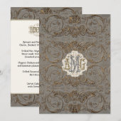 Elegant Antiqued Gold Baroque Custom Monogramed Menu (Voorkant / Achterkant)